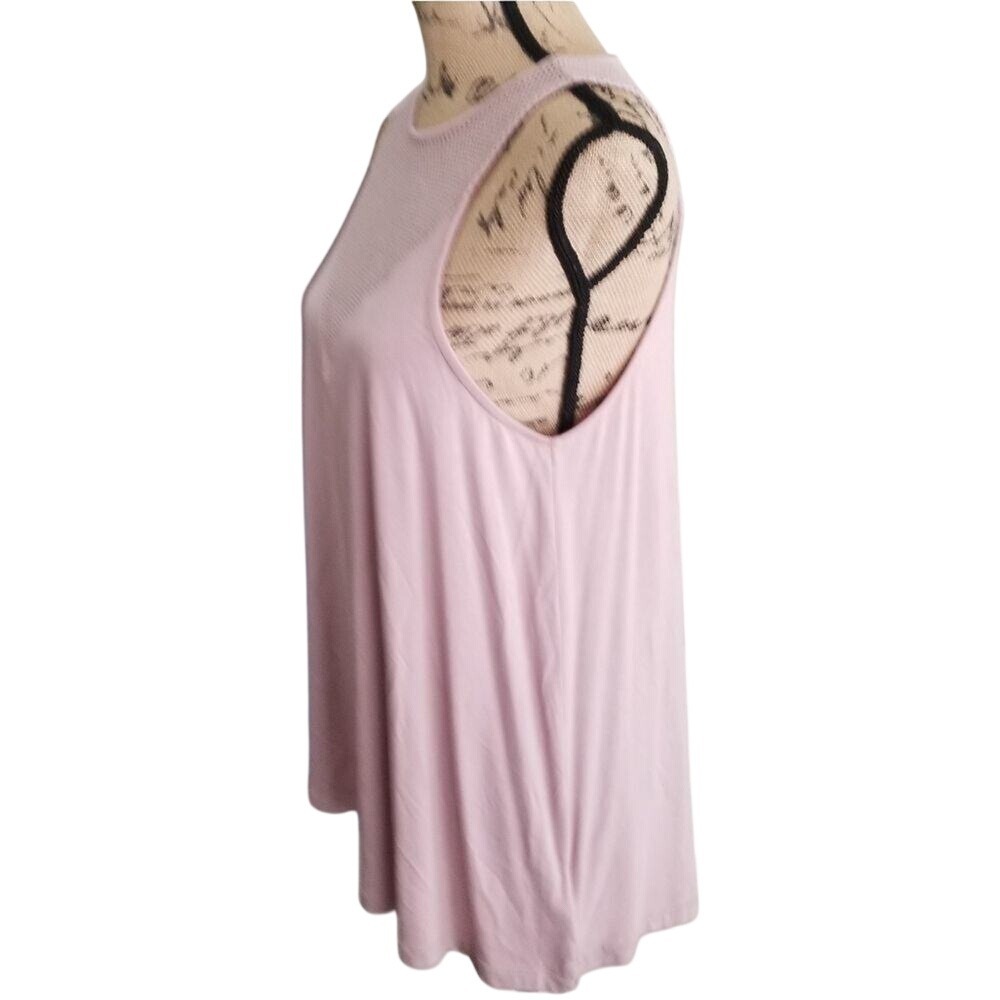 Express One Eleven Pink Mesh Yoke Tank Top Sleeveless Relaxed Fit Mauve Medium - Picture 3 of 6
